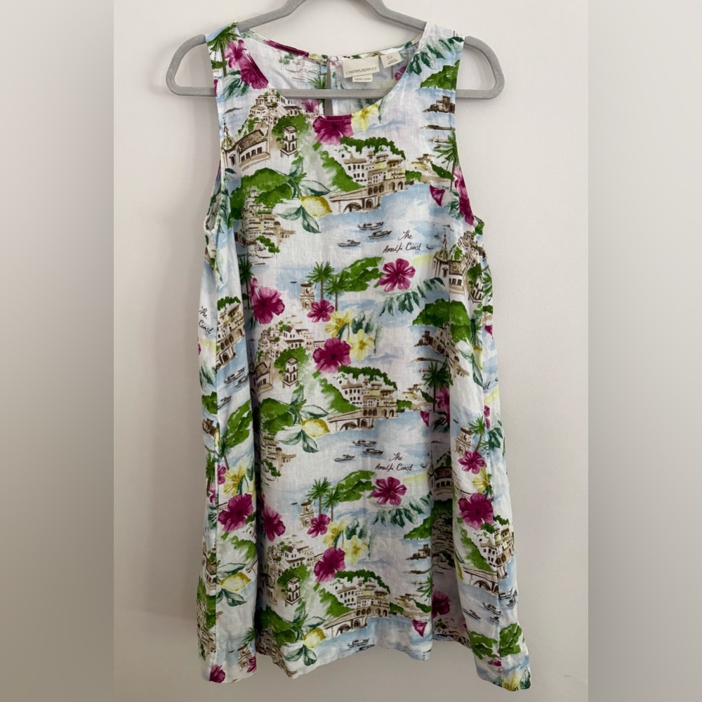 Cynthia Rowley Women’s Tropical‎ Floral Print Linen Tunic Dress Size Medium